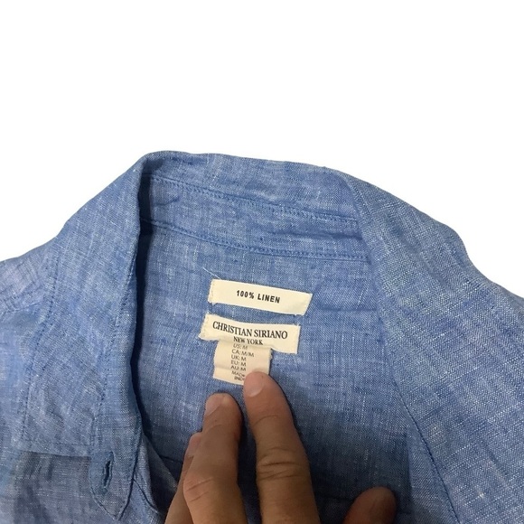 Christian Siriano 100% Linen Button-down Shirt Dress Blue Sz Medium Blue - Picture 8 of 10